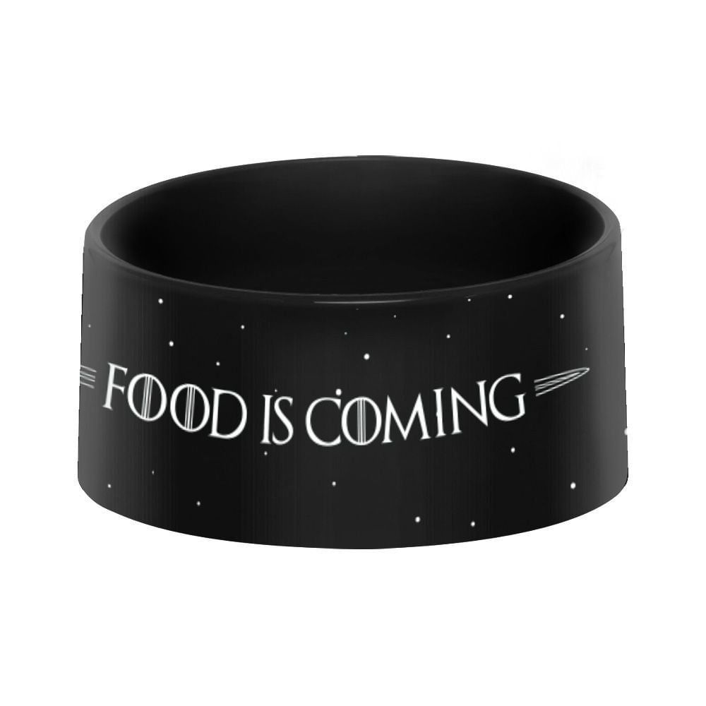 Comedouro para cães e gatos, Beek Geek's Stuff, modelo FOOD IS COMING, Preto