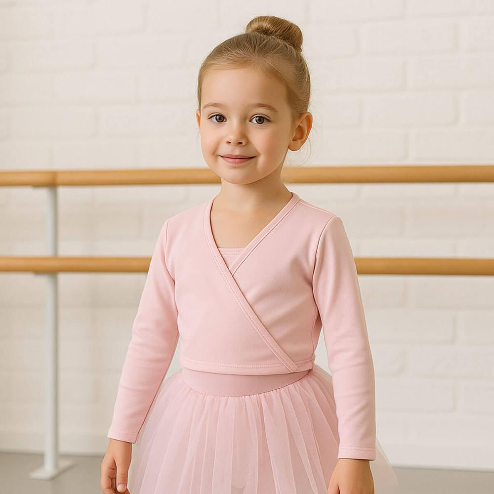 Encontraproduto.com.br - Bolero Infantil Ballet Transpassado Rosa Casaco Bailarina Poliamida Tam 4 Colombina