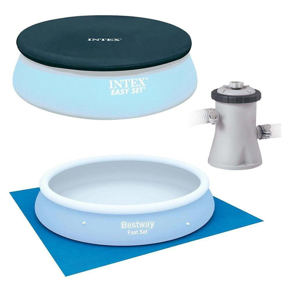 Kit Manutenção Para Piscina Inflável Filtro L-h 110v Capa 305 Cm Forro Intex