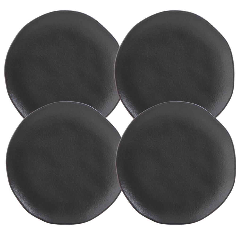 Encontraproduto.com.br - Jogo 4 Pratos para Sobremesa Orgânico Preto Cerâmica 19cm Porto Brasil Brownie Mousse