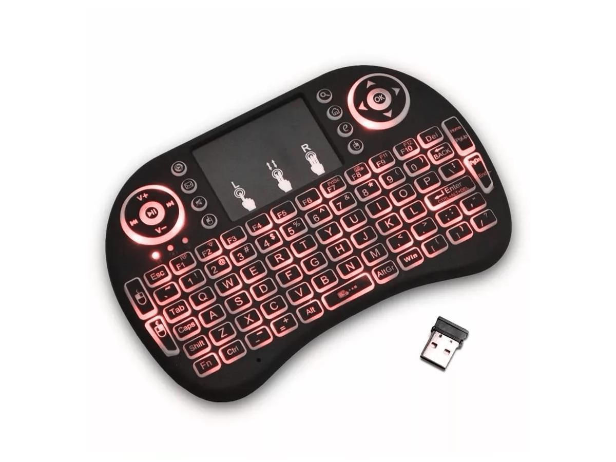 Mini Teclado Keyboard Wireless Usb Touchpad Com Led 3 Cores