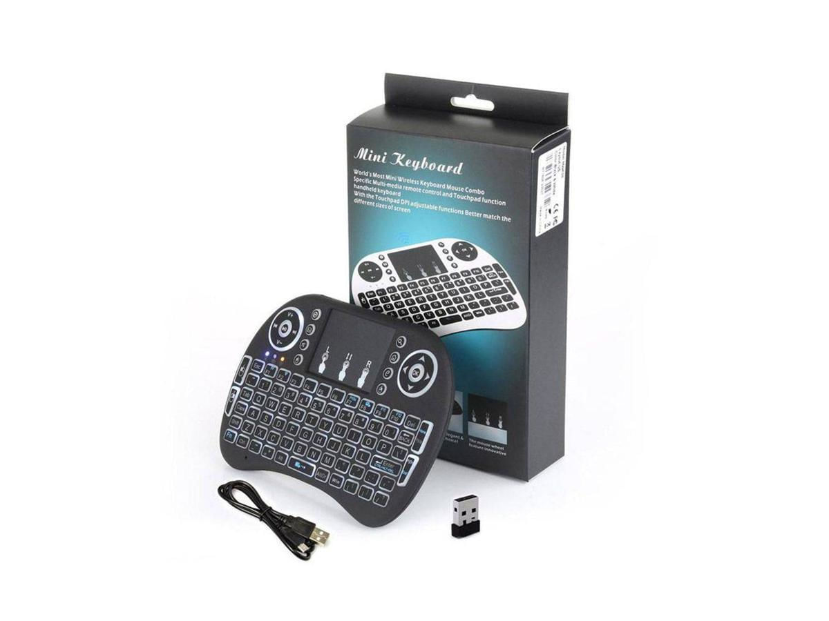 Mini Teclado Keyboard Wireless Usb Touchpad Com Led 3 Cores