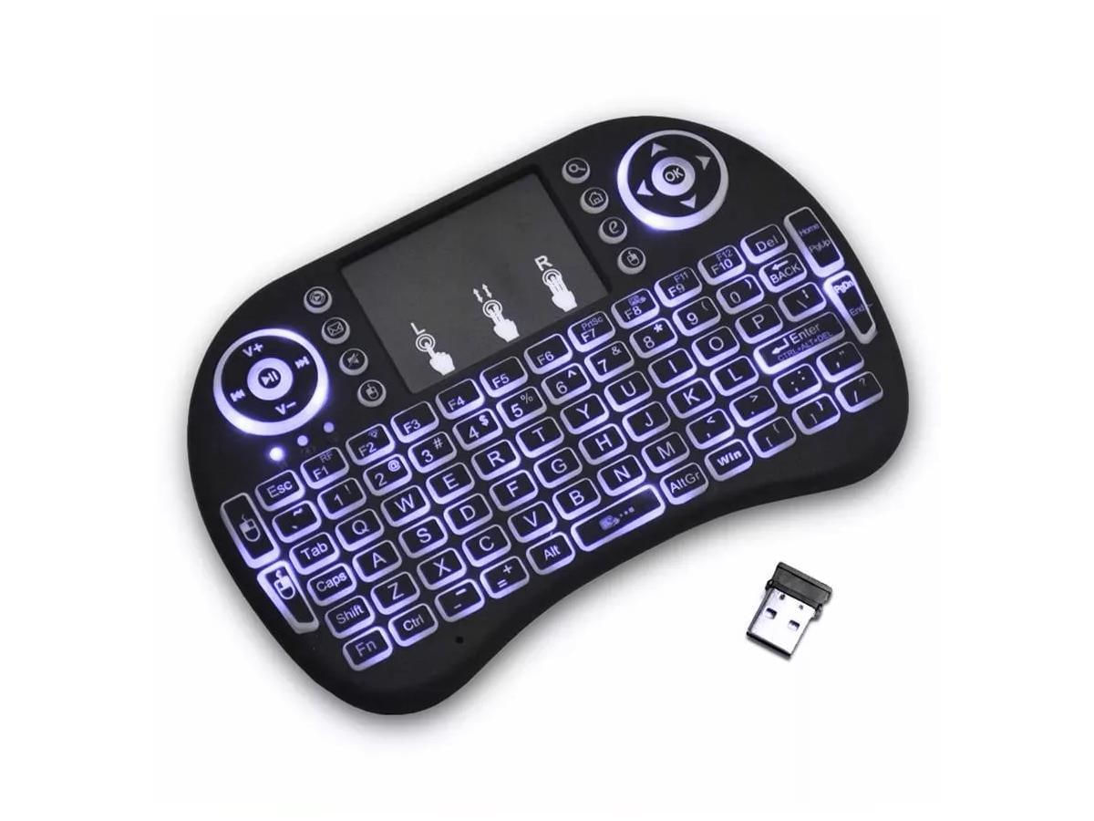 Mini Teclado Keyboard Wireless Usb Touchpad Com Led 3 Cores