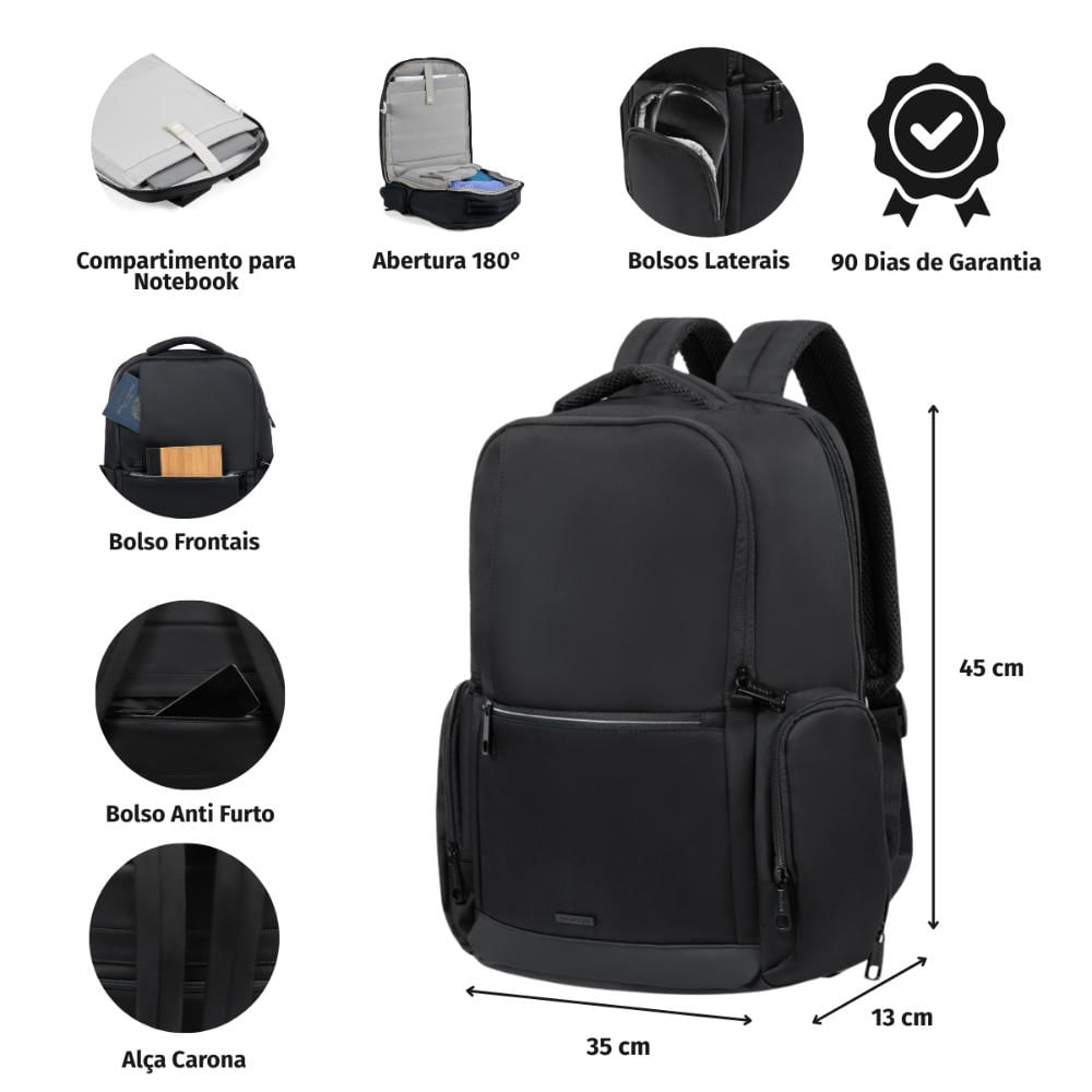 Encontraproduto.com.br - Mochila Executiva Para Notebook Royale Preta