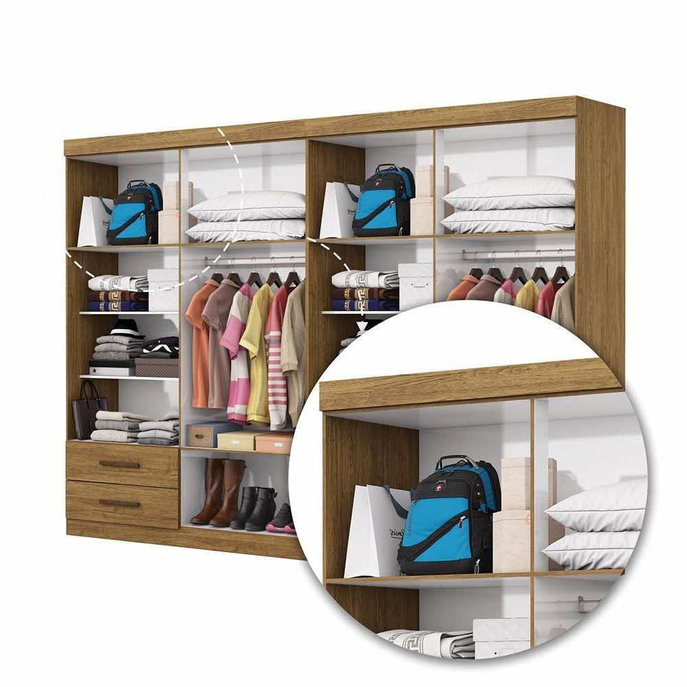 Closet Casal Duplo Lu 8 Portas 4 Gavetas Espelho Cinamomo