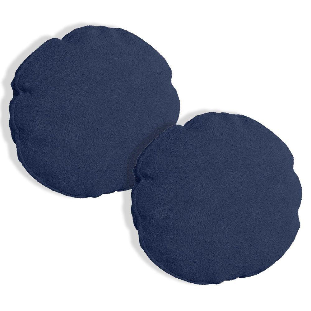 Kit 2 Almofadas Bolacha Redonda Cookie Boucle Azul Marinho