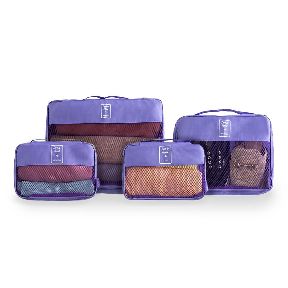 Kit Organizador de Mala 4 Peças Lilas