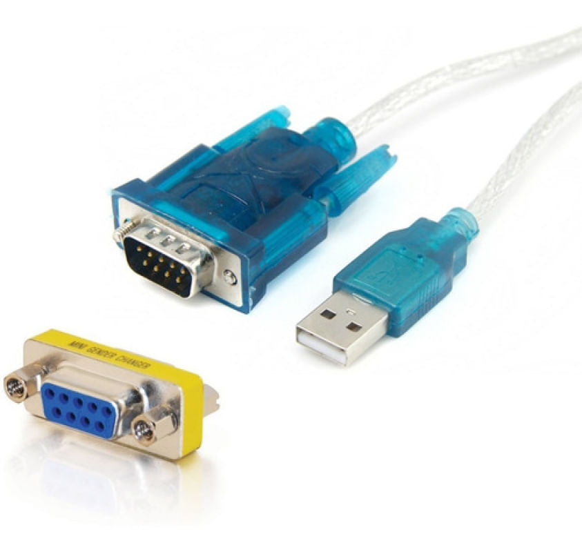 Cabo Serial Usb 2.0 Db9 Rs232 + Adaptador Femea Femea Db9