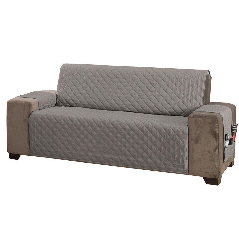 Protetor De Sofá King 3 Lugares Classic 100% Poliéster - Cinza