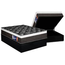 Cama Box Baú Casal: Colchão Ortopédico Plumatex D33 Selectus + Base Crc Suede Black (138x188)