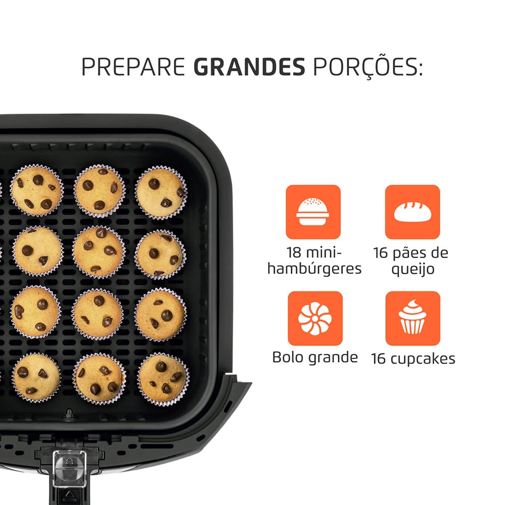 Fritadeira Elétrica Air Fryer Mondial Pratic AFN-60-BI 6L Preta/Inox - 220V