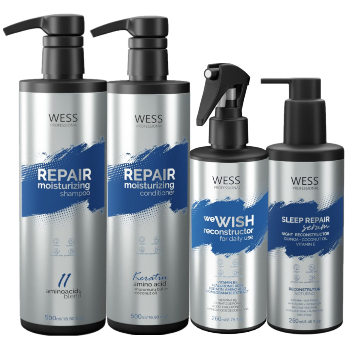 Kit Wess Repair SH 500ml+Cond 500ml+WeWish 260ml+Sleep 250ml