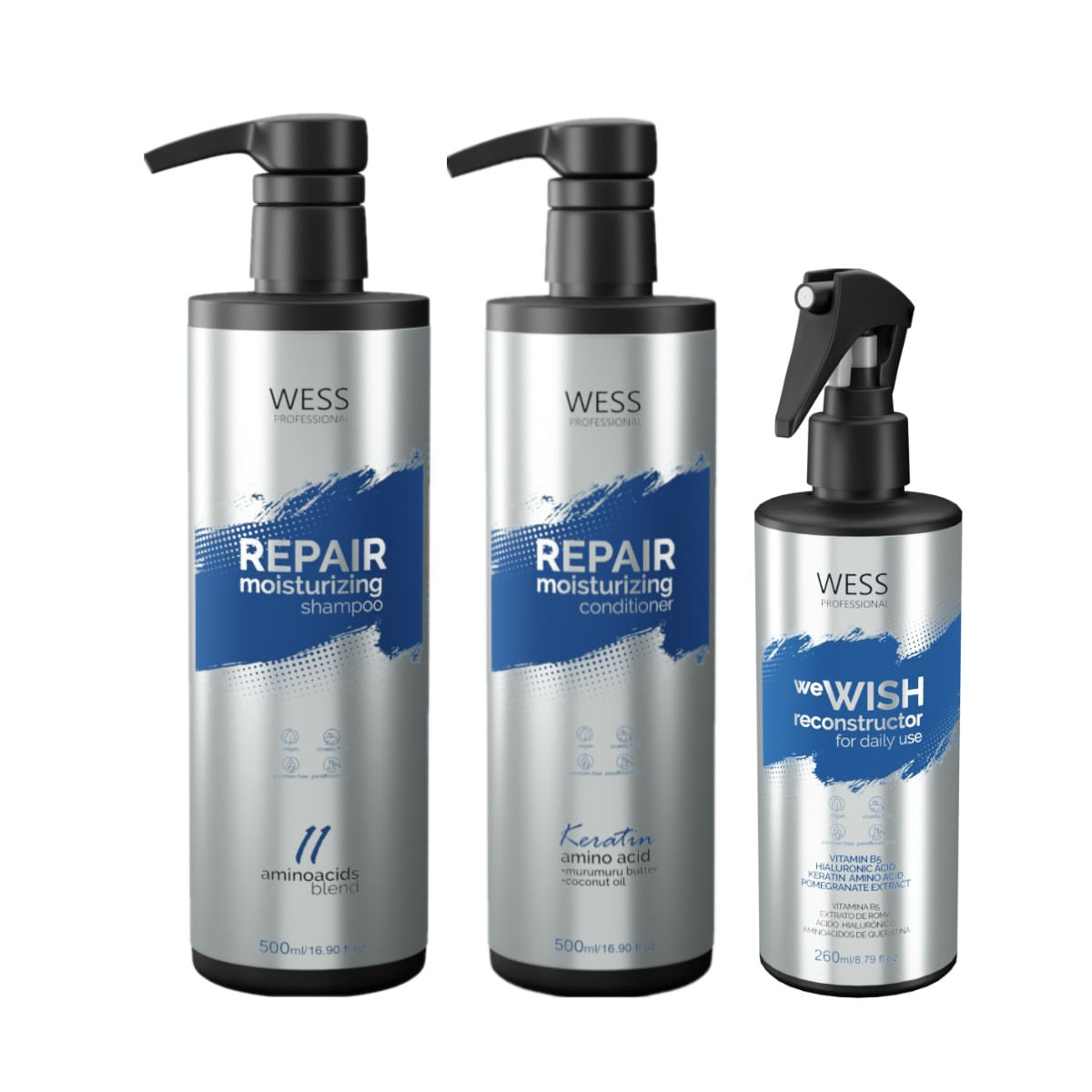 Kit Wess Repair SH 500ml + Cond 500ml + We Wish 260ml