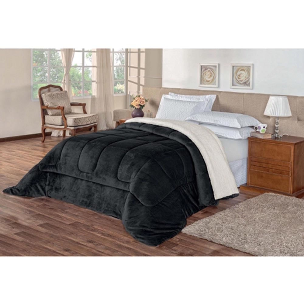 Coberdrom Sherpa Casal 220x240cm Preto Paco Milano Sultan