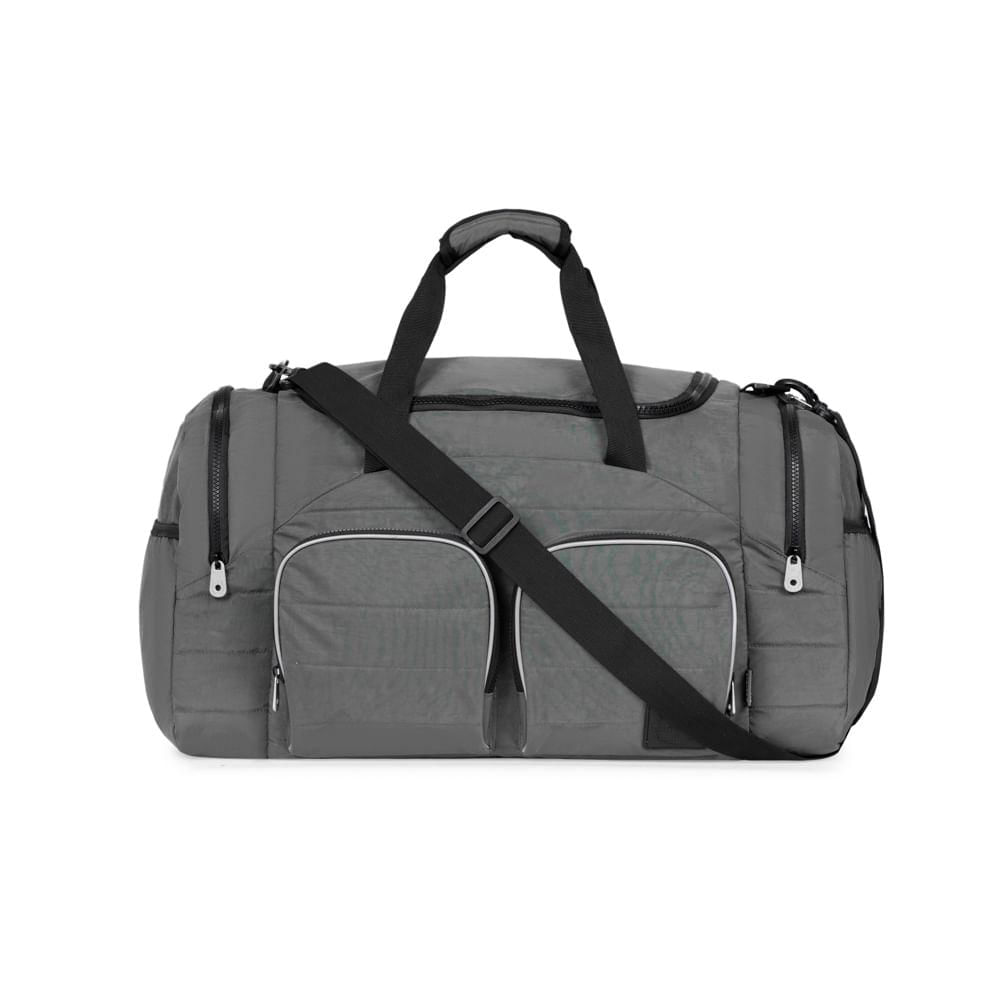 Bolsa de Viagem Color Block Bolso Duplo Frontal Cinza