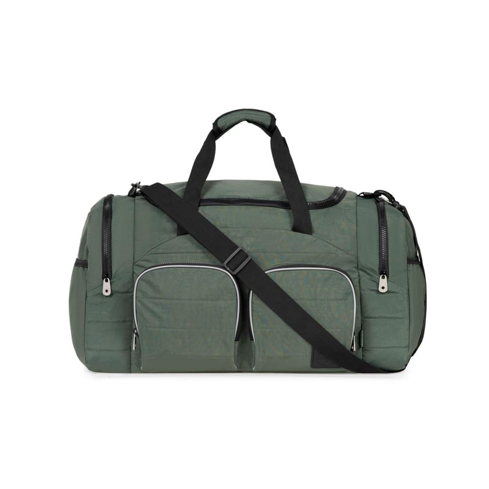 Bolsa de Viagem Color Block Bolso Duplo Frontal Verde Escuro