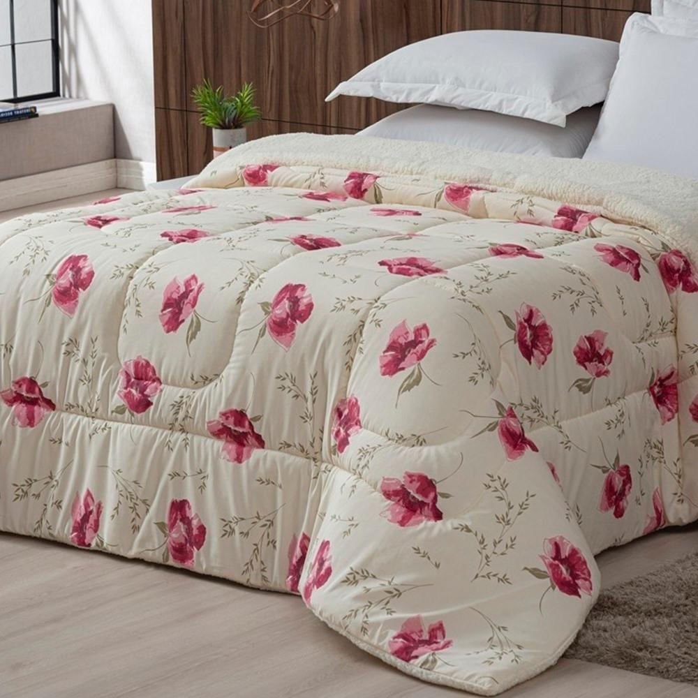 Coberdrom Sherpa-percal 180 Fios Estampado Queen Gran Moratta 01 Peça - Floral Rose