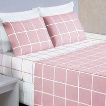Jogo De Cama Com Lençol De Cima 200 Fios Austin King 04 Peças - cor presente Rosa