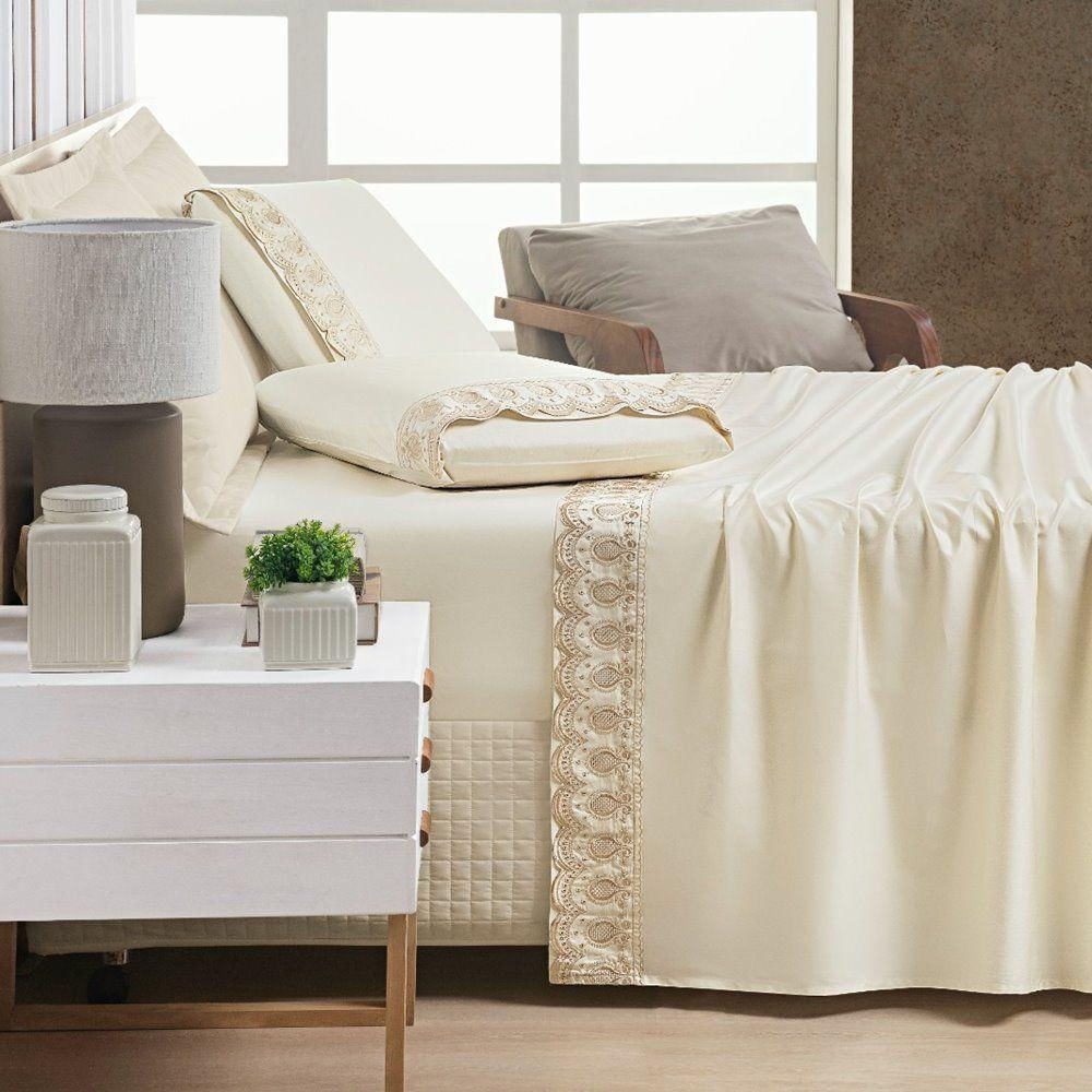 Jogo De Cama Supreme Queen 04 Peças - Vanilla - Qualidade Superior