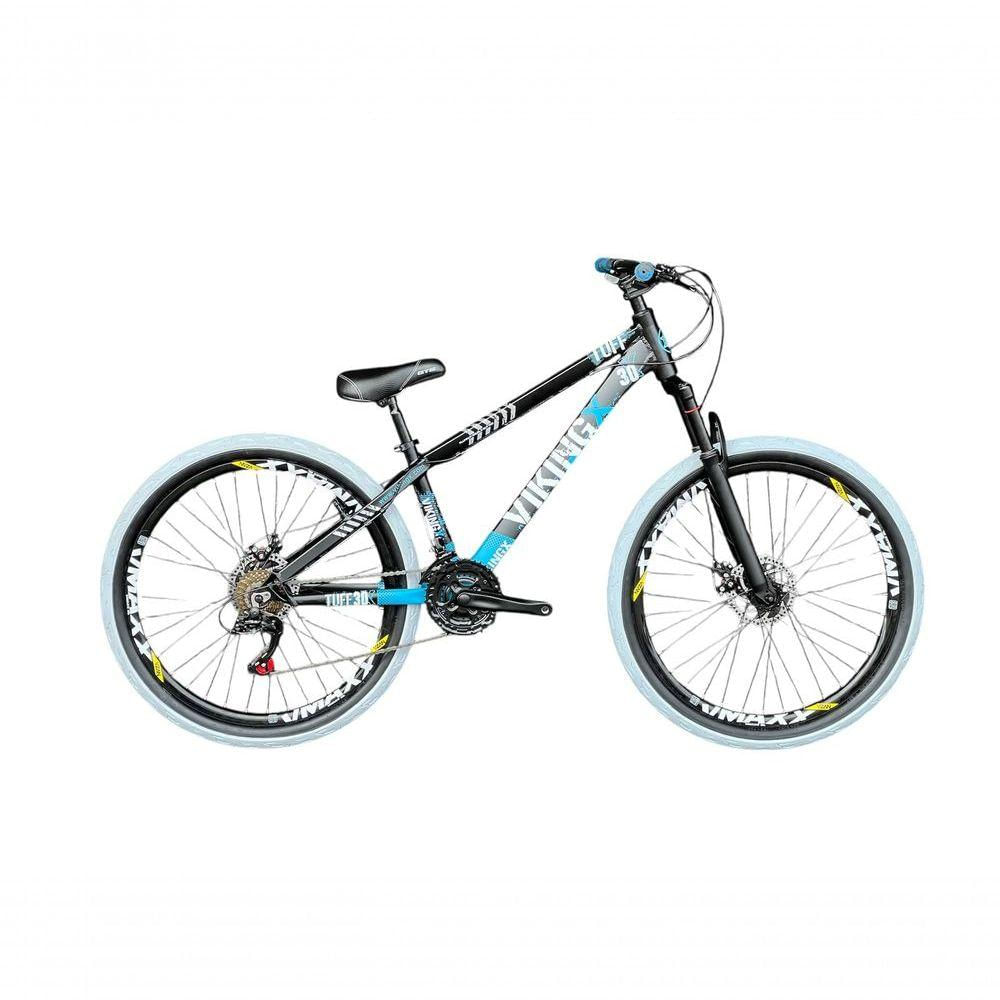 Bicicleta Aro 26 Vikingx Preto/azul 21v Câmbios Shimano Pneu Branco