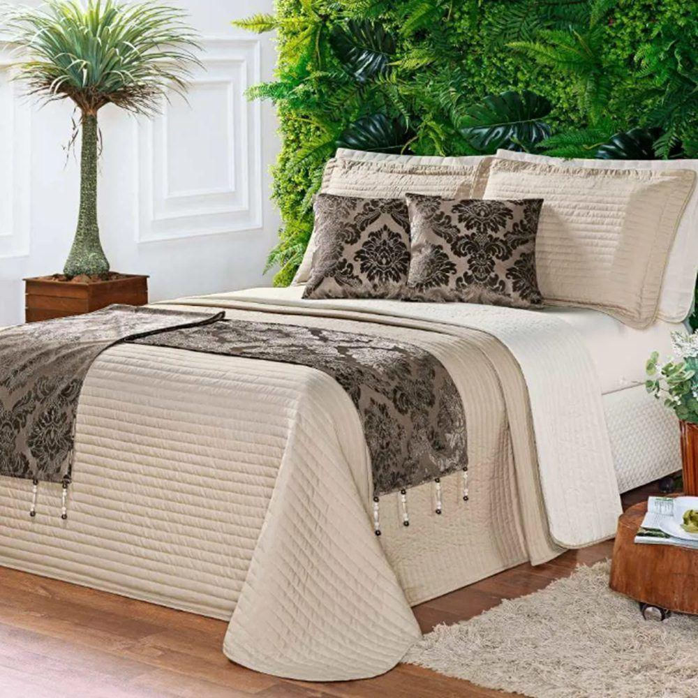 Cobre Leito Queen Print Color Dupla Face Micropercal 200 Fios 8 Peças - Tabaco