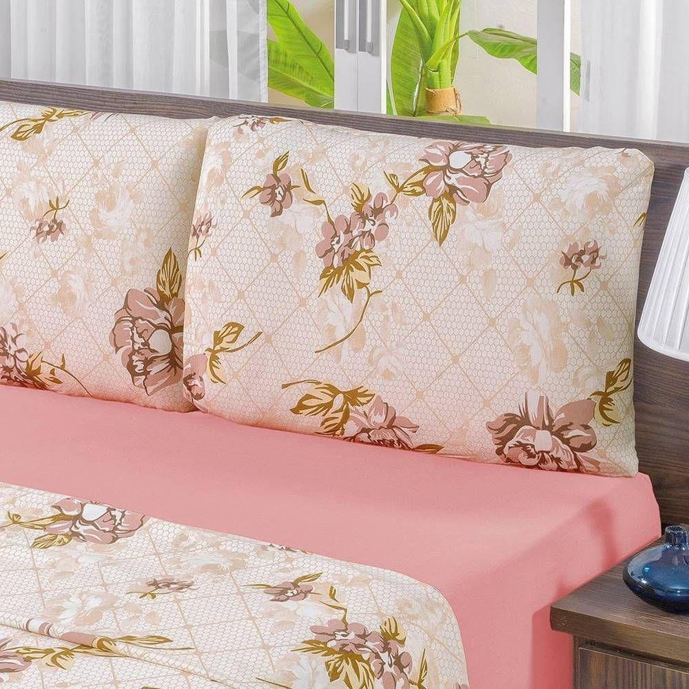 Jogo De Cama Malha Queen Quality 03 Peças - Exclusivo na cor Rosê