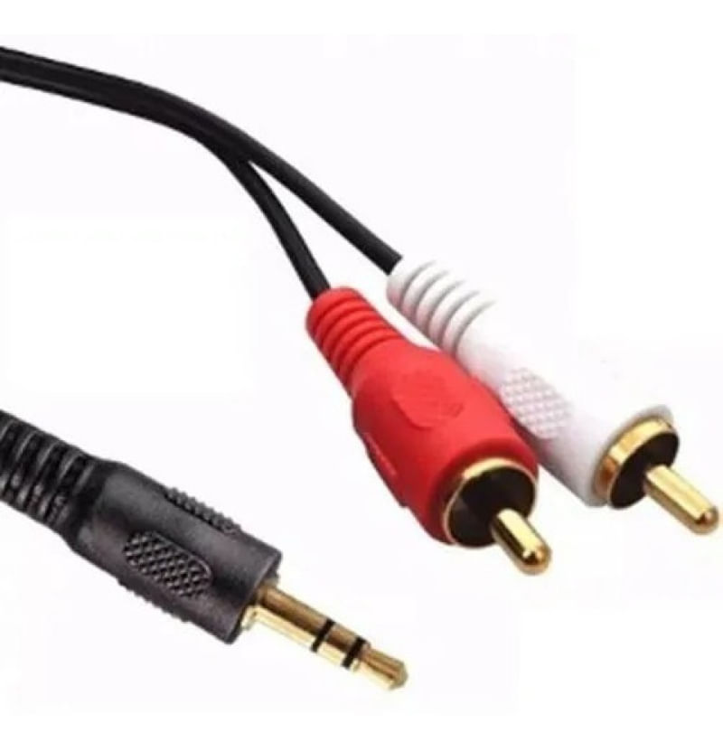 Cabo Audio Auxiliar P2 X 2 Rca Plug Dourado 1.5m