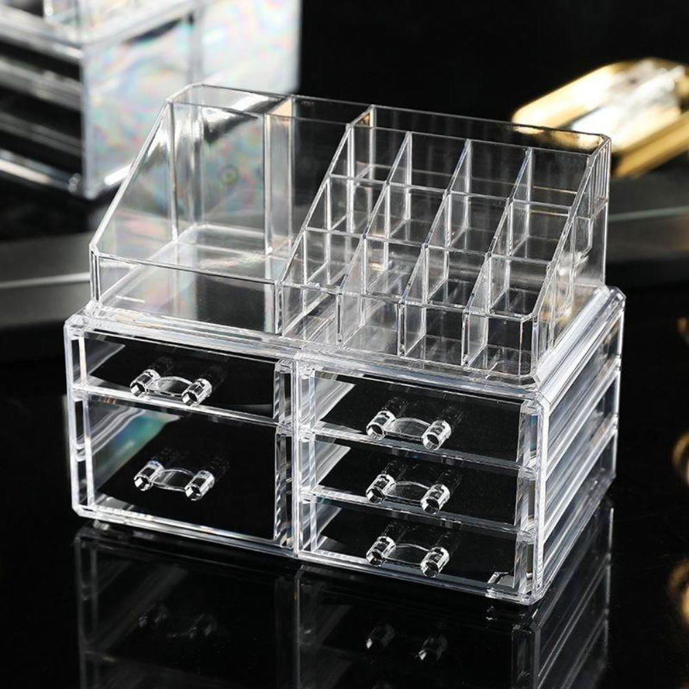 Encontraproduto.com.br - Organizador De Maquiagem Acrilico 5 Gavetas 16 Divisorias Porta Batom Cosmeticos Pinceis Caixa Para Esmalte E Joias Esta