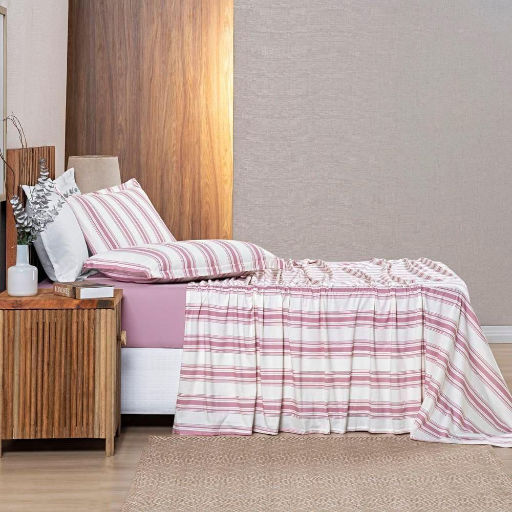 Jogo De Cama 100% Algodão Marin Solteiro 03 Peças - com produção na cor Rosê