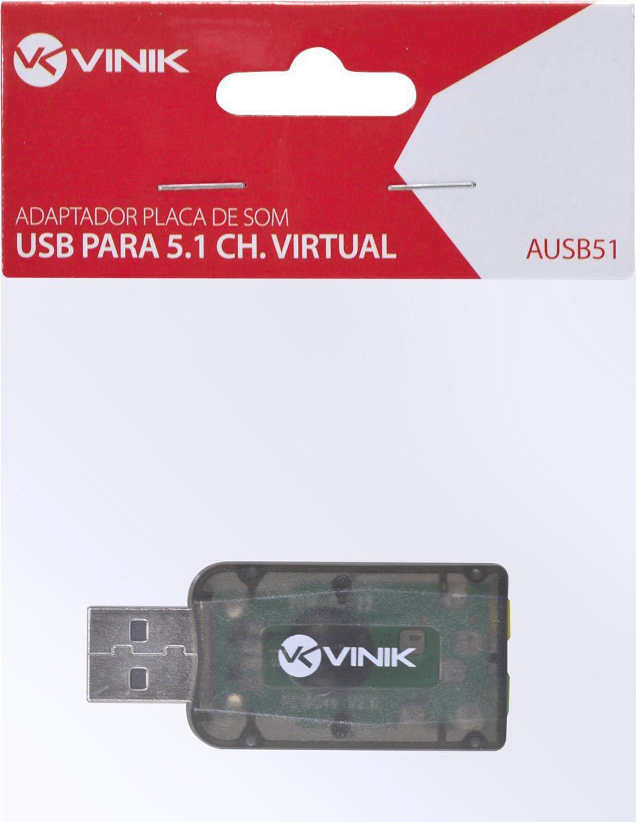 Adaptador Placa De Som Usb 5.1 Canais Virtual Ausb51