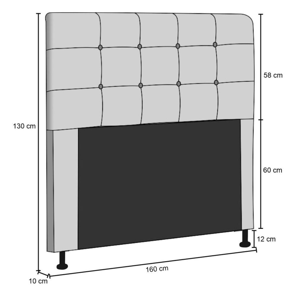 Cabeceira Cama Box Casal Queen 160cm Safira Suede I02 Cinza - Mpozenato