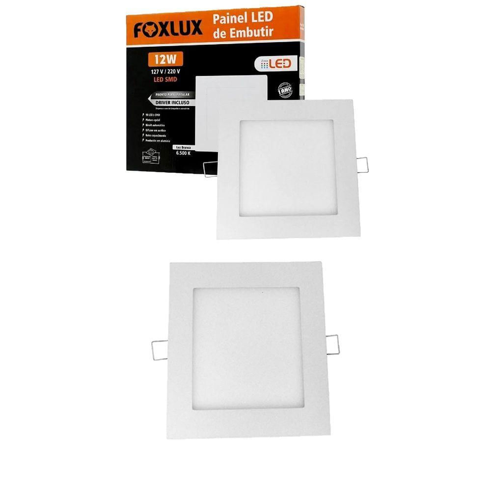 Kit 2 Painel Led Quadrado De Embutir 12w 6500k Bivolt Foxlux