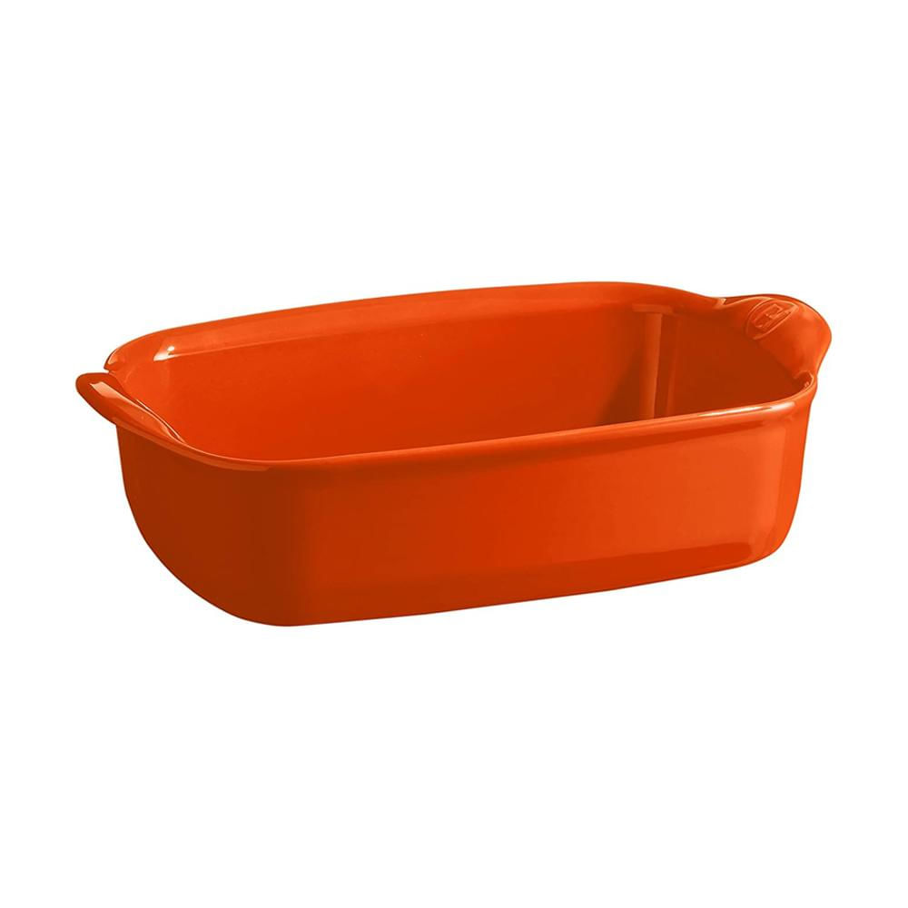 Travessa retangular em cerâmica Emile Henry 36x23cm laranja