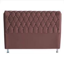 Cabeceira De Cama Box Jully Queen 160 Cm Botão Strass Suede Rosê Do Lar Móveis