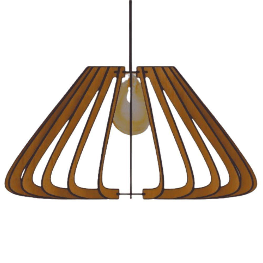 Luminária Teto Tipo Pendente Macau Mdf Completa - MDF Marrom