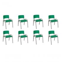 Kit 8 Cadeira Iso Infantil Creche, Escola Base Cinza Verde Escuro