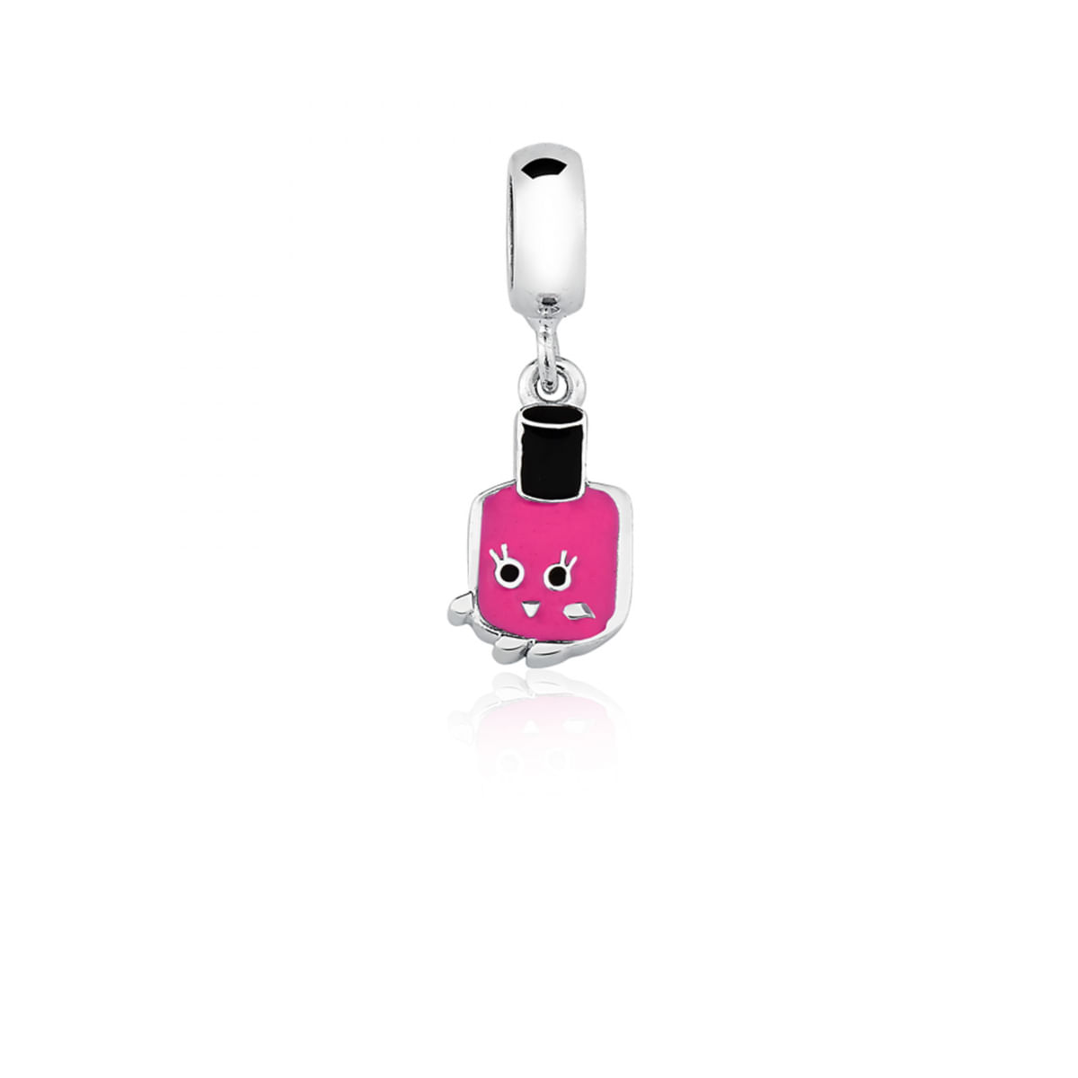 Pingente Esmalte Pink em Prata Coleção Teen