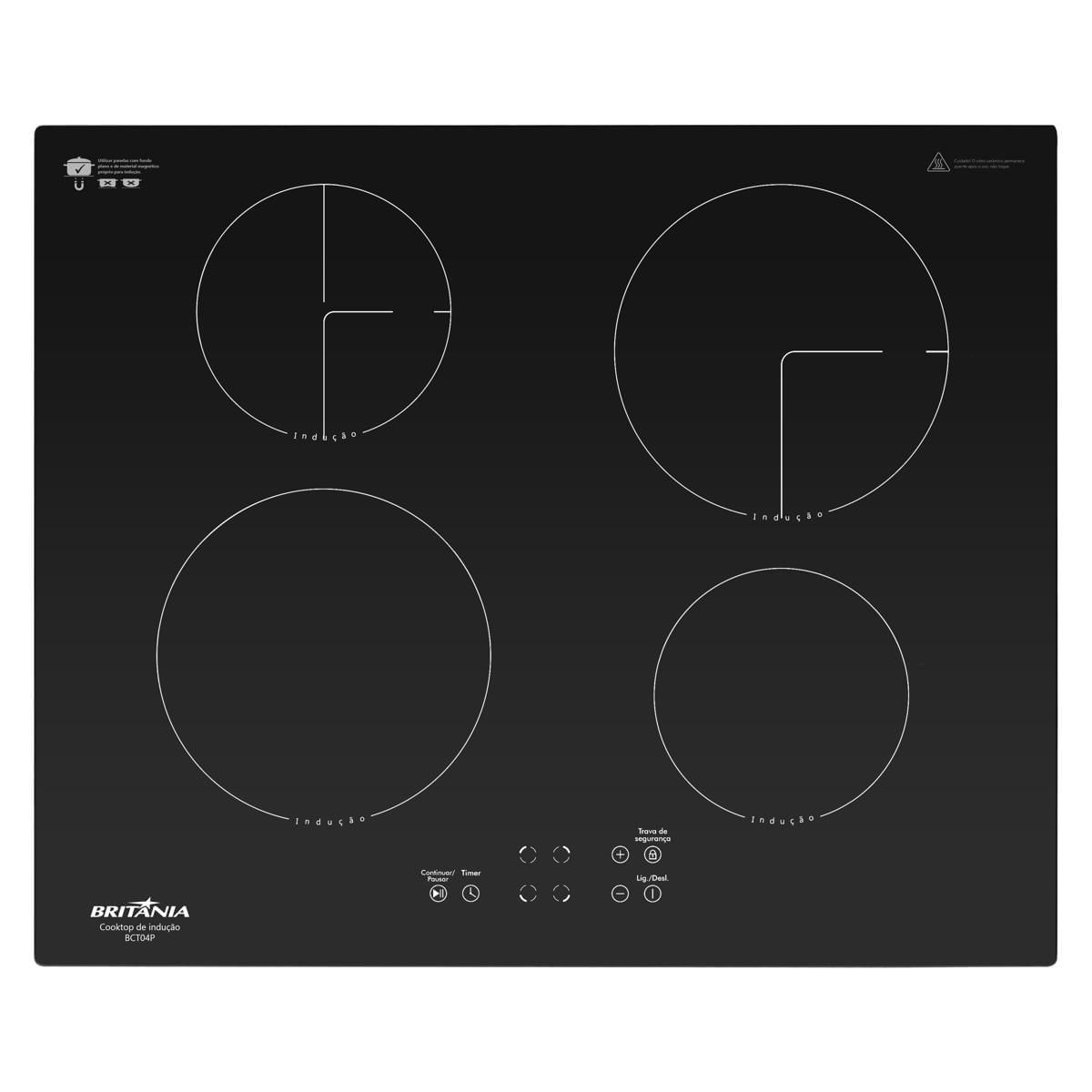 Cooktop de Indução Britânia 4 Queimadores BCT04P 220V