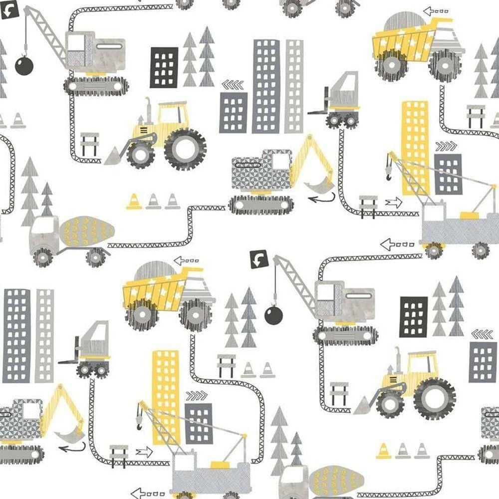 Papel De Parede De Construção - G78362 Amarelo E Cinza Tiny Tots 2 - G78362