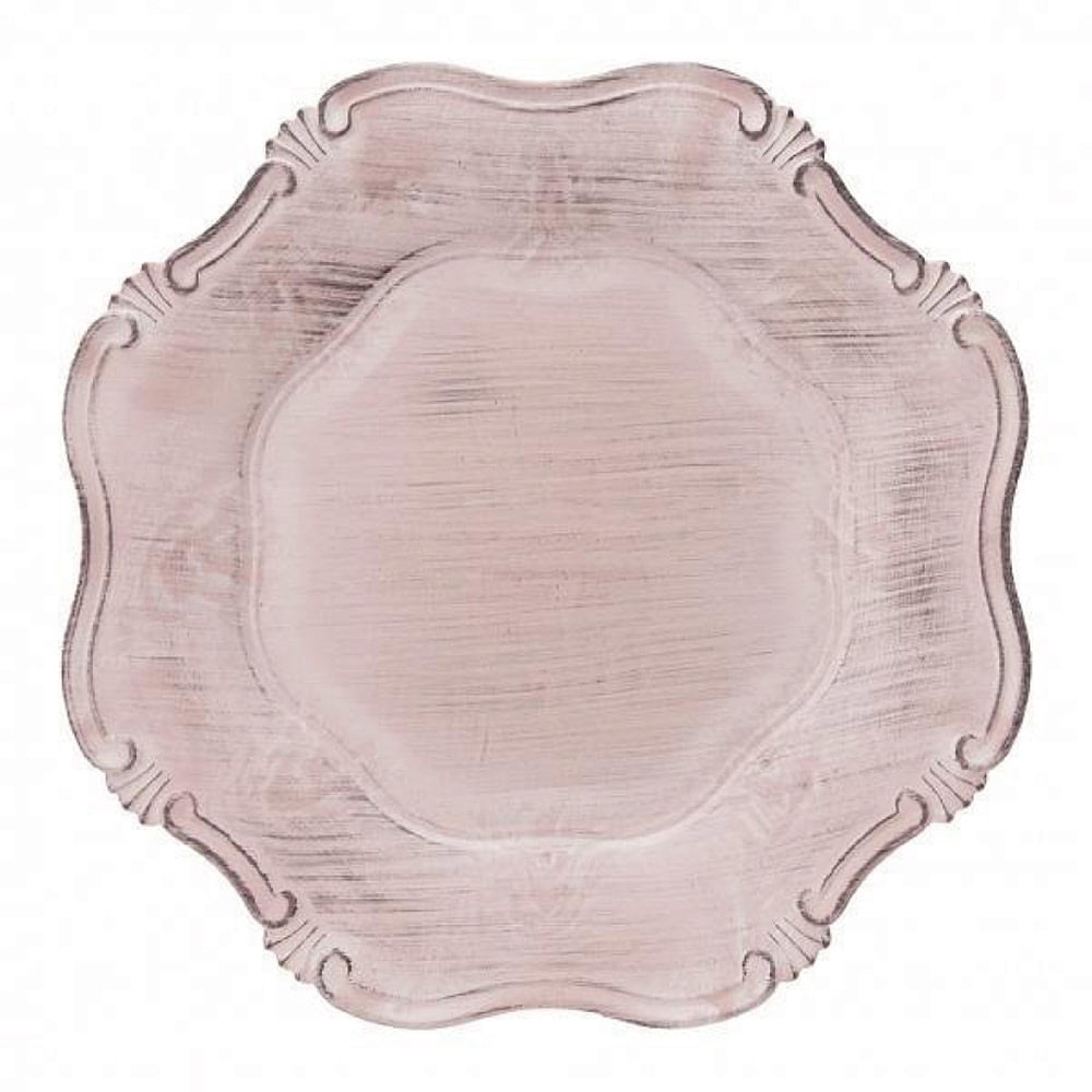 Sousplat de Plástico Copa e Cia Corinto Rose Gold Antique Rosa Chá 33cm