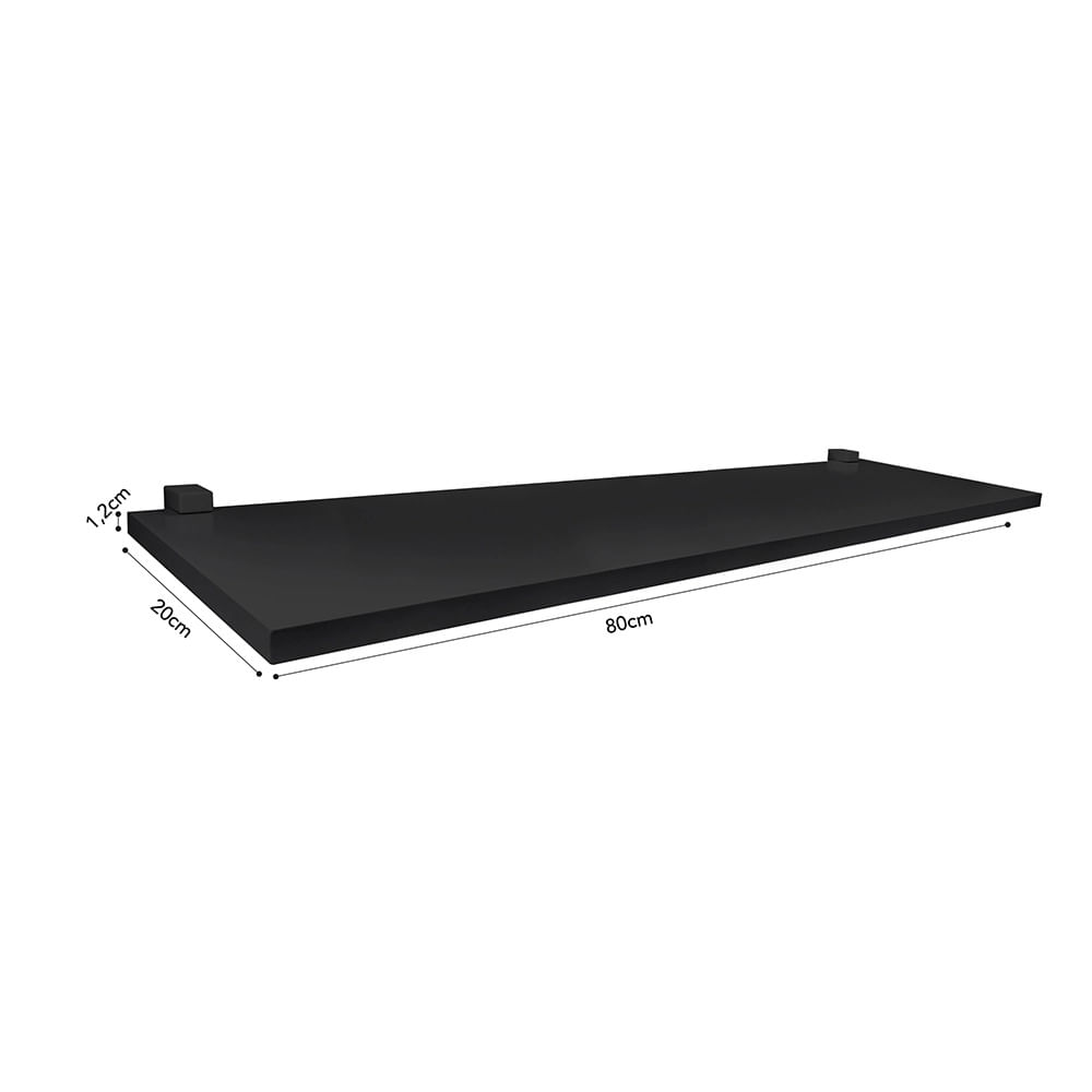 Prateleira Prat-K Kids Me Leve com Suporte Preta 1,2x20x80cm