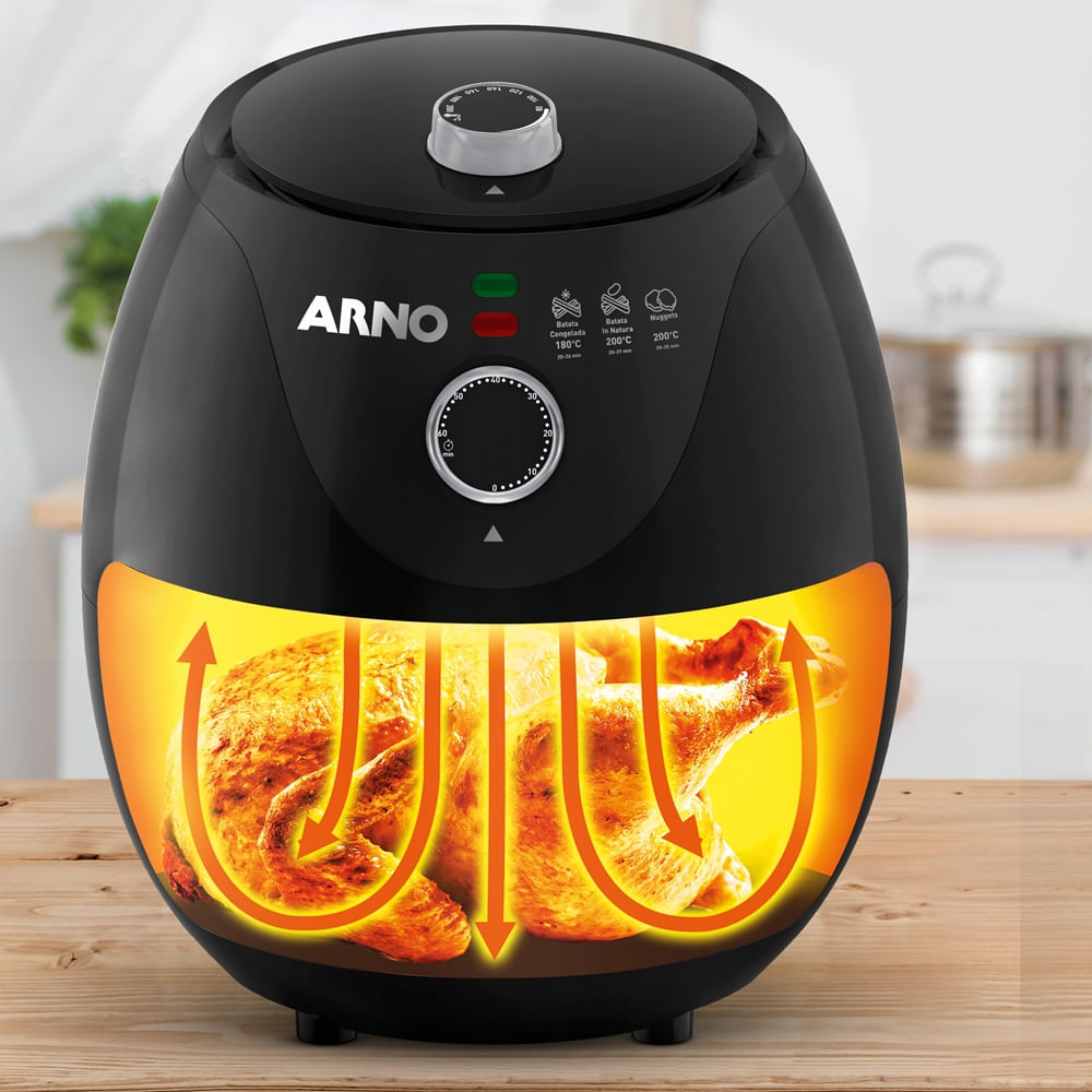 Fritadeira Elétrica Air Fryer Arno Easy Fry EZFP 3,2L Preta - 127V