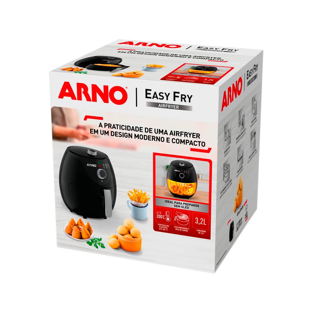 Fritadeira Elétrica Air Fryer Arno Easy Fry EZFP 3,2L Preta - 127V