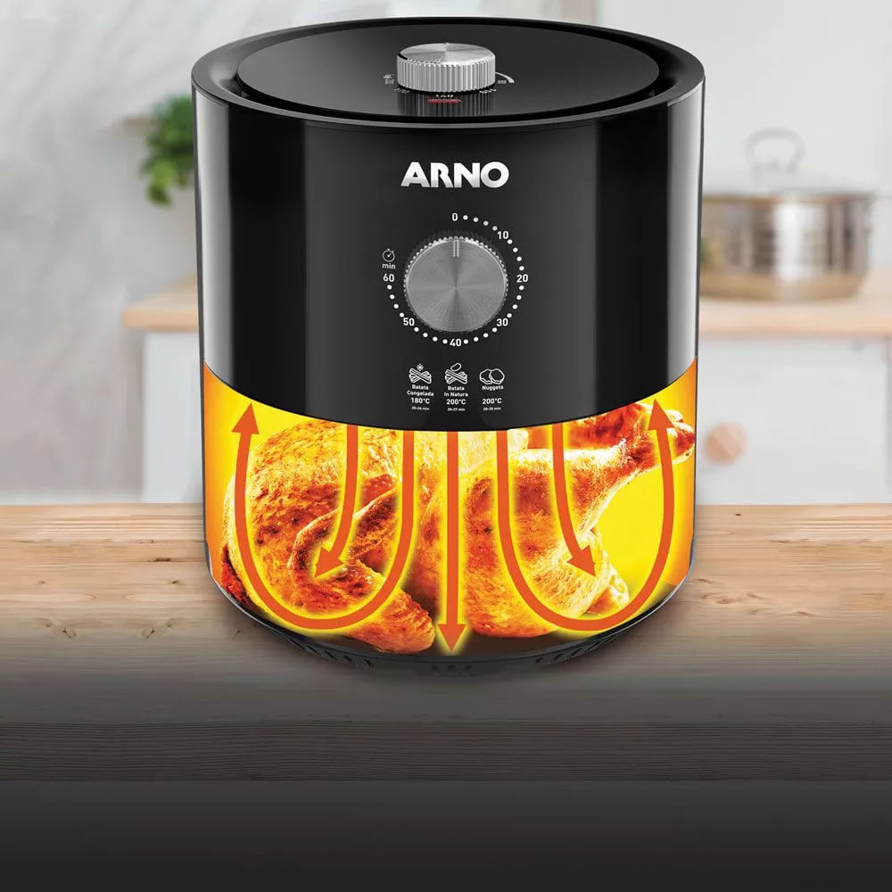 Fritadeira Elétrica Air Fryer Arno Airfry Ultra UFRP 4,2L Preta - 127V