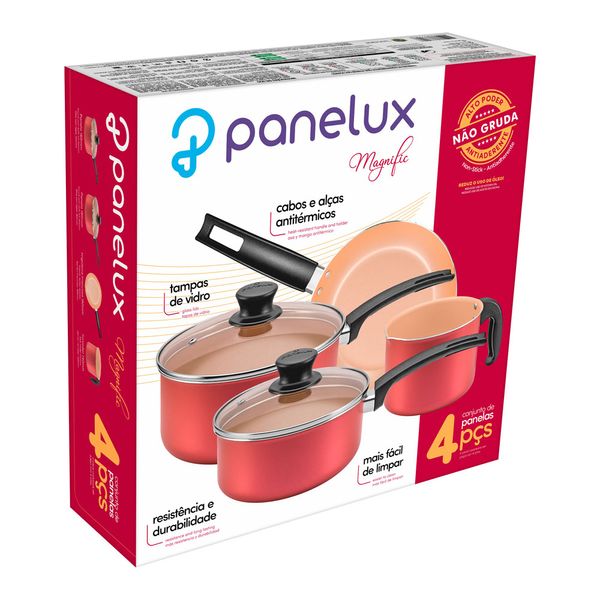 Conjunto de Panelas Antiaderente Panelux Magnific Cereja com 4 Peças