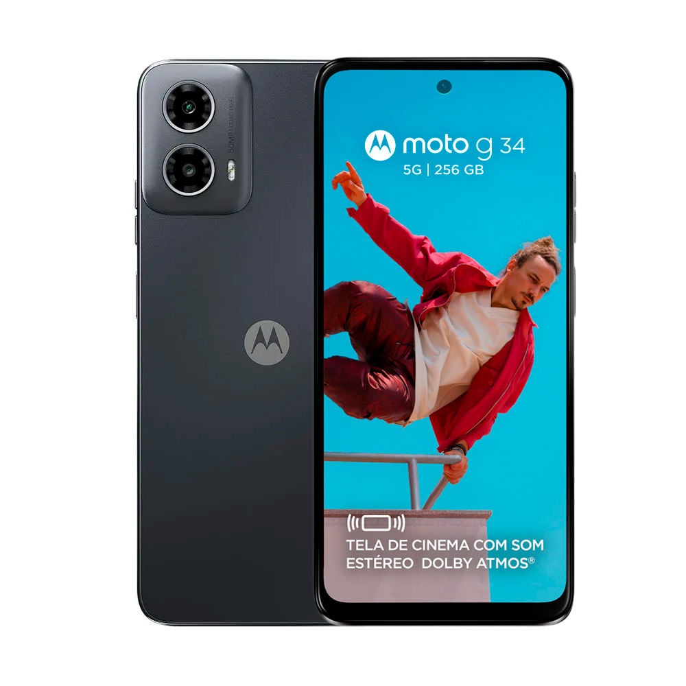 Smartphone Motorola G34 5G 128GB Tela de 6.5" Câmera Dupla 50MP + 2MP Preto
