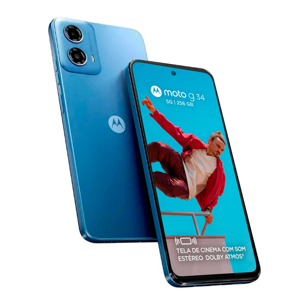 Smartphone Motorola G34 5G 128GB Tela de 6.5" Câmera Dupla 50MP + 2MP Azul
