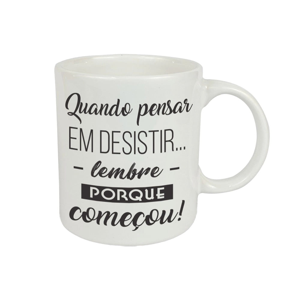 Caneca Cerâmica Regina Frases Motivacionais Preta e Branca 330ml - Item Sortido