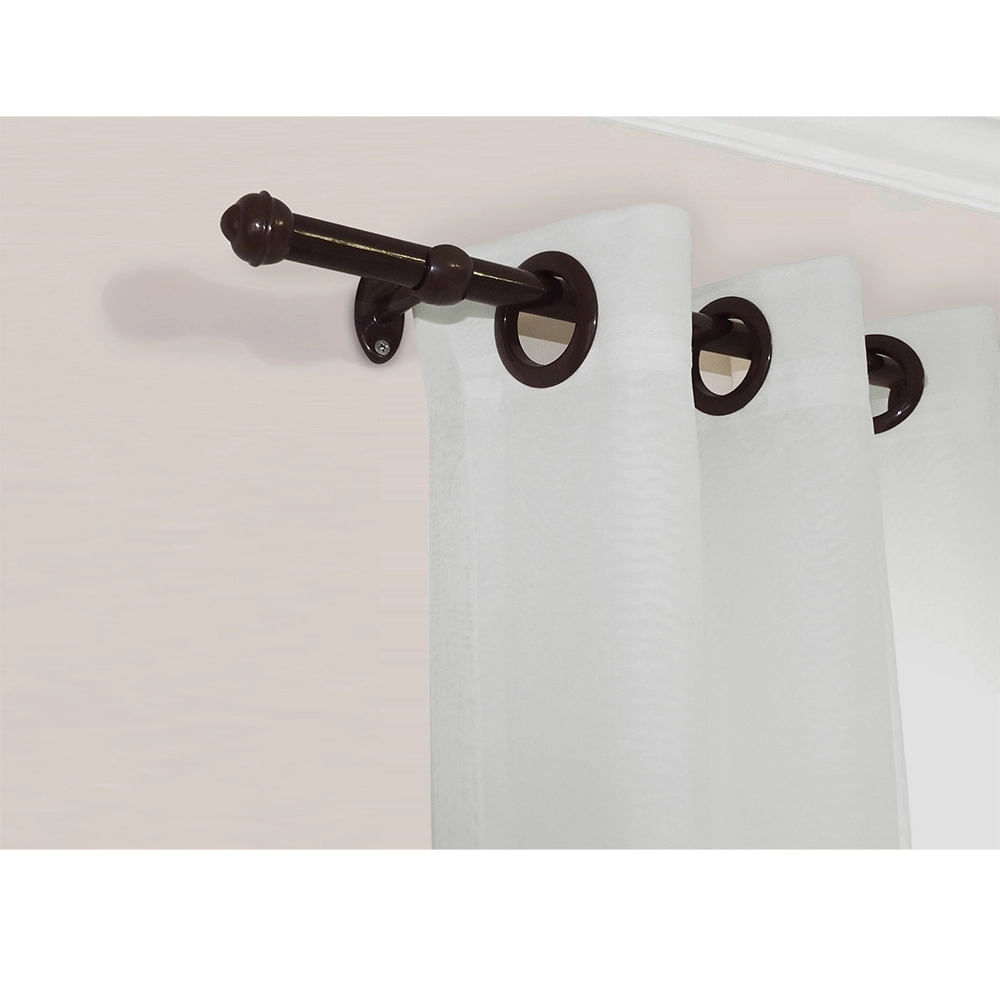 Kit Varão Bella Arte Pratiko Basic 19mmx2m com 2 Suportes em Madeira Imbuia