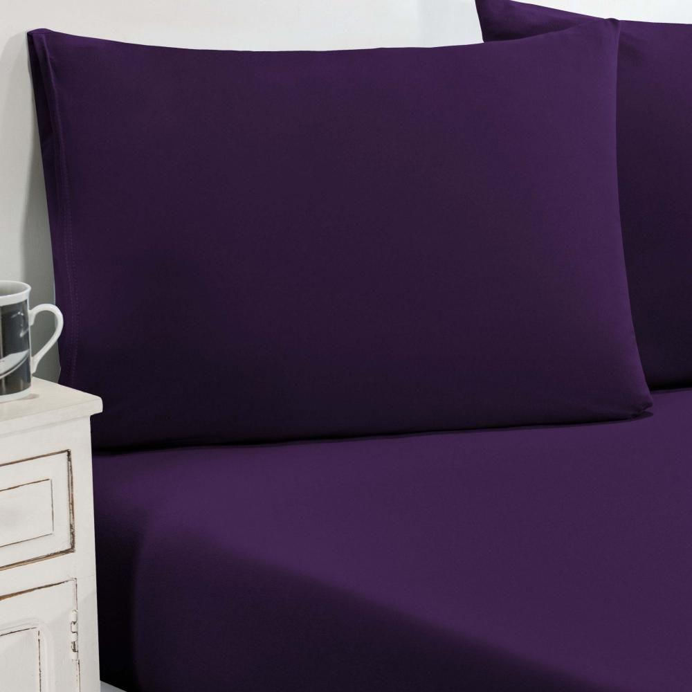 Jogo De Cama Malha Lençol 100% Algodão Gran Moratta 3 Peças Casal - na tonalidade Roxo